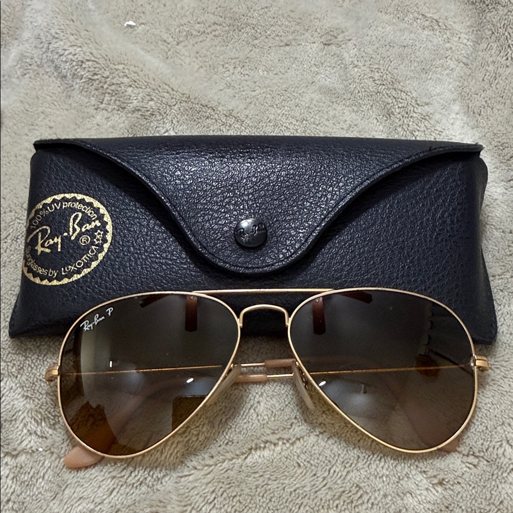 Ray-Ban Aviator Gold Frame Sunglasses with Brown Lenses